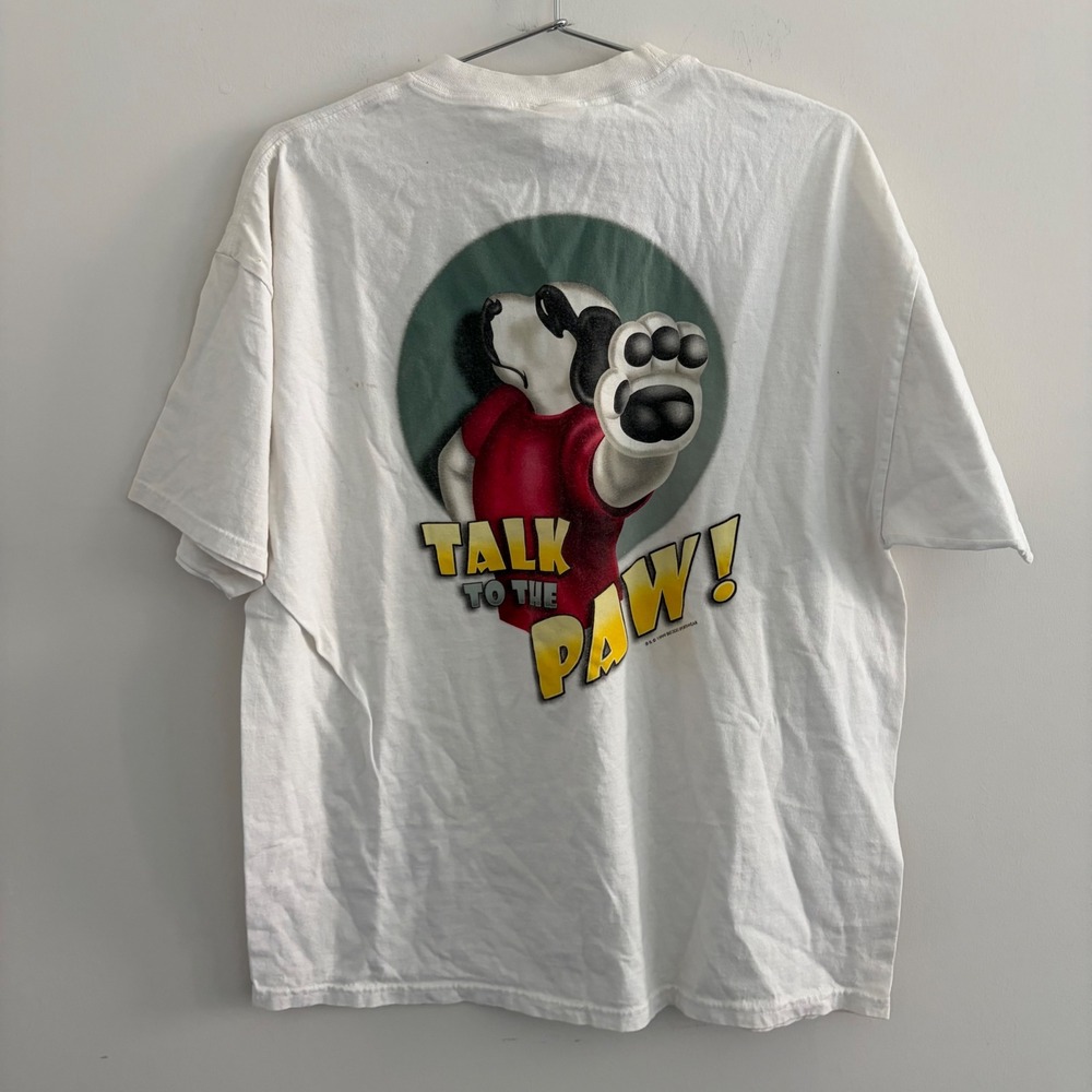Vintage 90s Big Dog Sportswear Talk To The Paw Graphic T-Shirt White XL